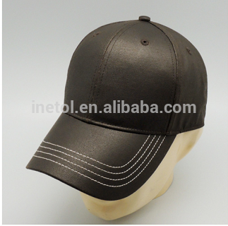New fashion high quality adult custom curved 6 panel fake leather plain blank baseball cap