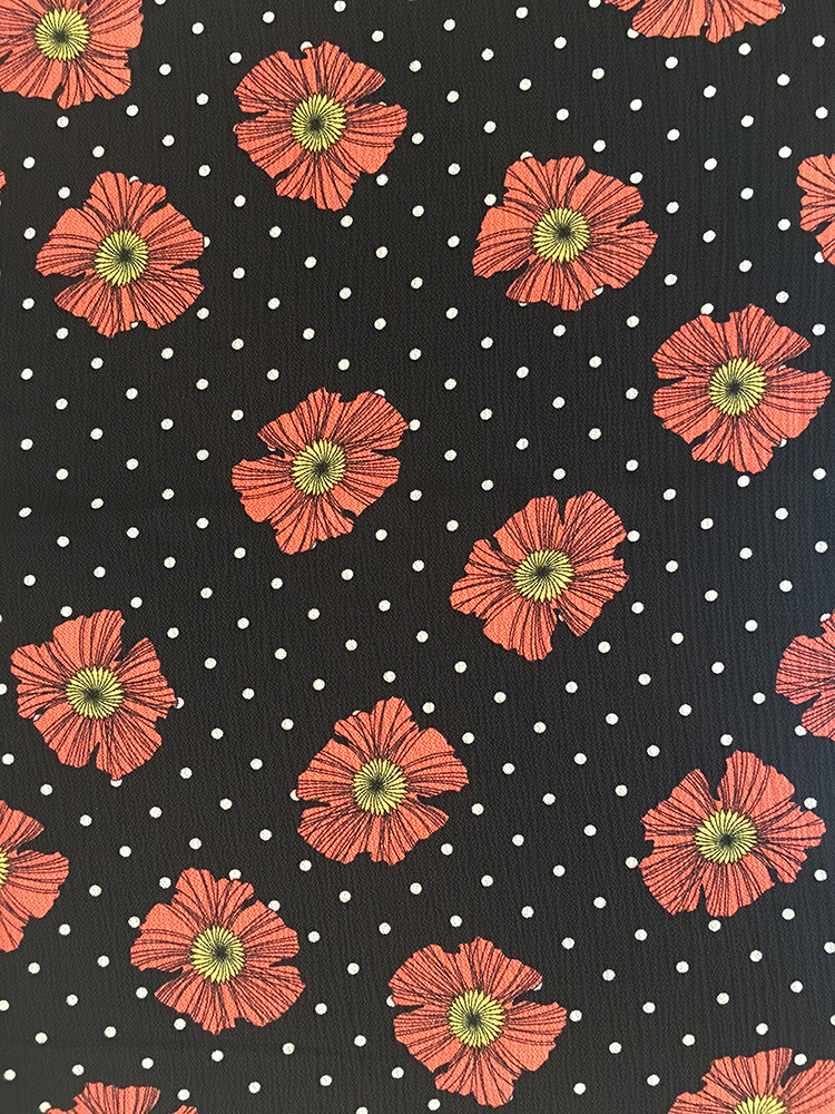 Dots Flower Design Polyester Bubble Crepe Printing Fabric