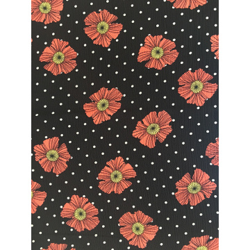 Dots Flower Design Polyester Bubble Crepe Printing Fabric