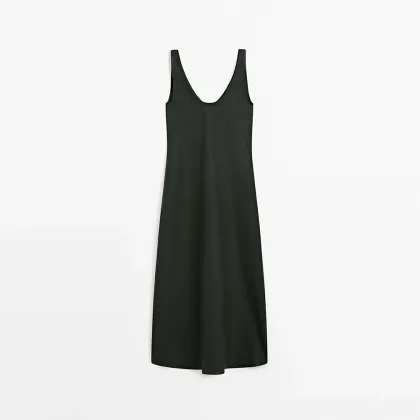 Women's French elegant minimalist style luxurious linen dress