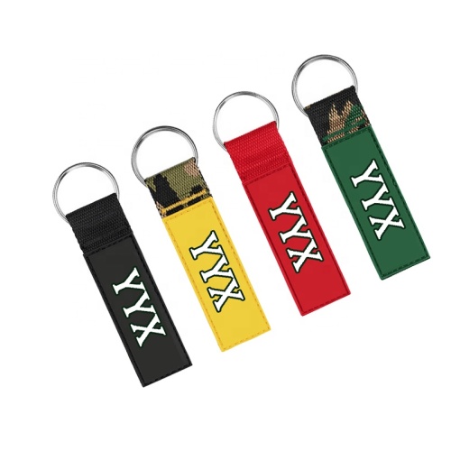 Solid color wristlet PP strap nylon lanyard keychain