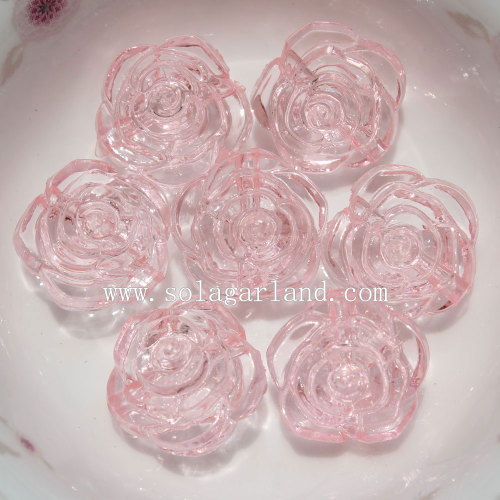 Transparent Colors Acrylic Plastic Carved Rose Beads
