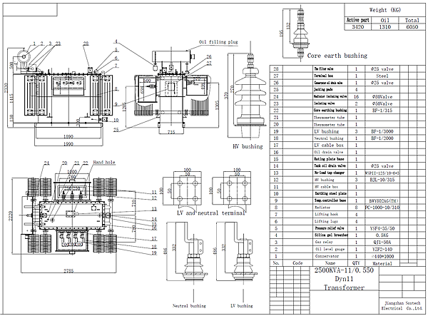 2500kva transformer drawing