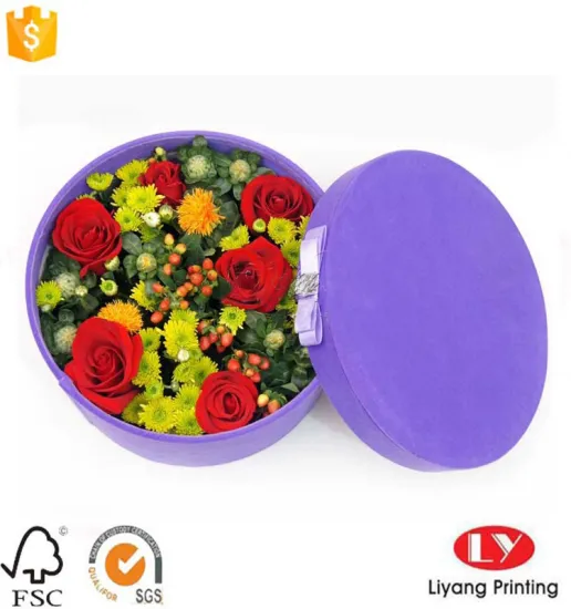 Round Flower Gift Hat Cardboard Packaging Box