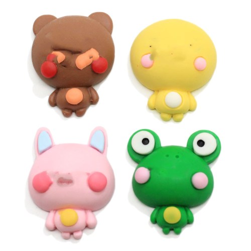 100Pcs Cartoon Animals Flatback Resin Cabochon Kawaii Duck Frog Bear For Kids Hair Bows Center DIY Scrapbooking Αξεσουάρ Craf