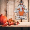 Turkey Shape Wooden Board Carved Give Thanks