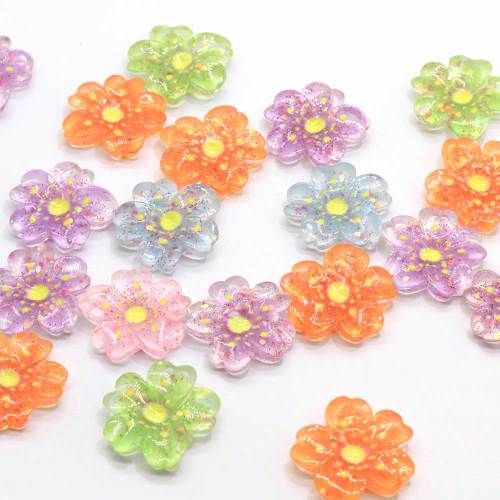 Wholesale Beautiful Cherry Blossom Flower Shaped Mini Resin Cabochon For Girl Bedroom Ornaments Or Telephone Decor Bead Charms