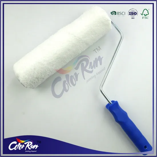 ColorRun 9'' White Ployester Plastic Handle Paint Roller