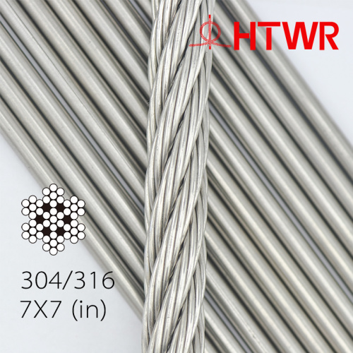 4mm AISI304 Stainless Steel Cable 7x7 Strands Construction