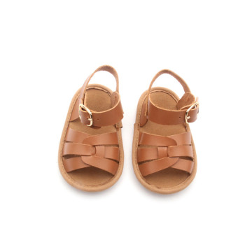 Sandálias de bebê de verão de couro listrado