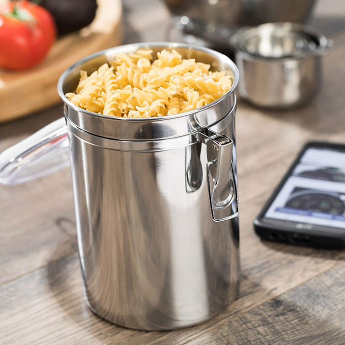 silver steel kitchen canister