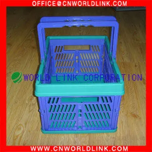 hot sale 2 handles plastic folding baskets