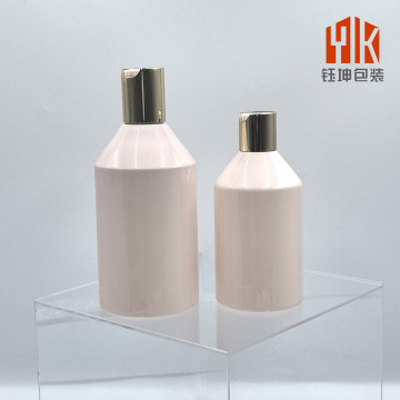 Elegante botella y tapa de embalaje rosa claro