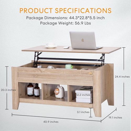 Dining Table 3 Open Storage Compartment