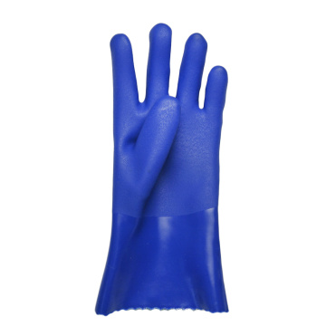 Blue PVC gloves with impregnated sandy Finish 27CM