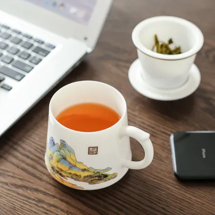 Wholesale Ceramic Tea Cup with Lid for Office and Home