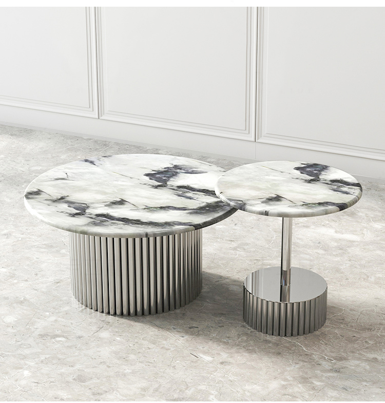 Round marble combination small-style coffee table