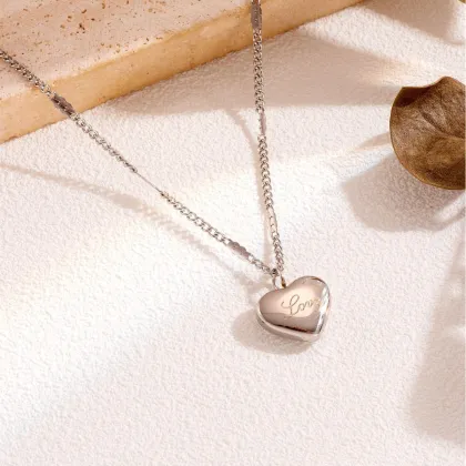 SUMMLY 18K Gold Plated Stainless Steel Collarbone Chain Heart Pendant Necklace