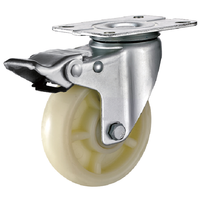 PP plate swivel total lock caster