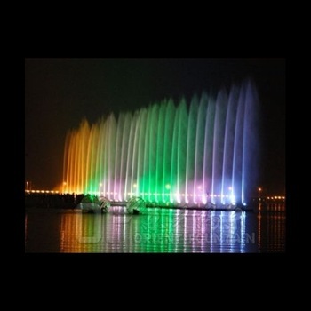 large music dancing lighted performing colorful water fountain
