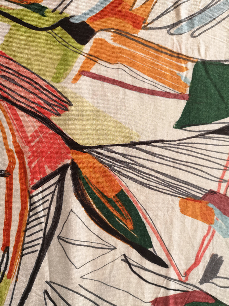 Scrawl Design Rayon Challis 30S Printing Woven Fabric