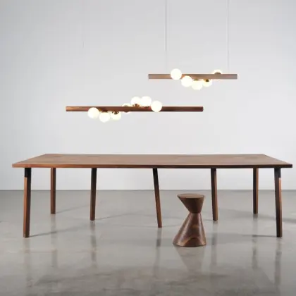 wooden modern linear chandelier