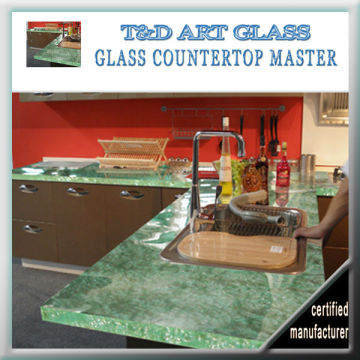 Abstract low iron glass kitchen countertops
