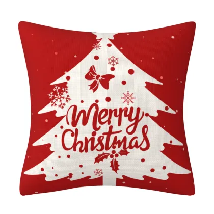 Elk Snowflake Christmas Tree Pattern Christmas Throw Pillow Cover for Home Furnishings Decoration