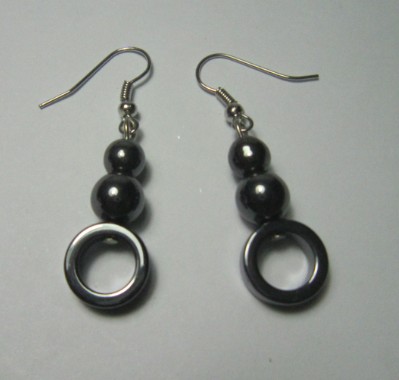 Pendiente Hematite con hallazgo de color plata