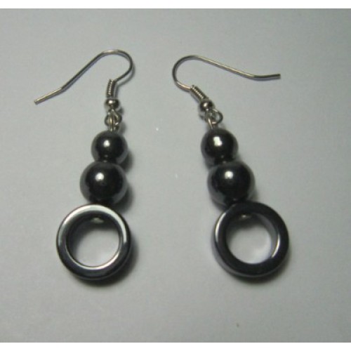 Hematite Earring with silver color finding