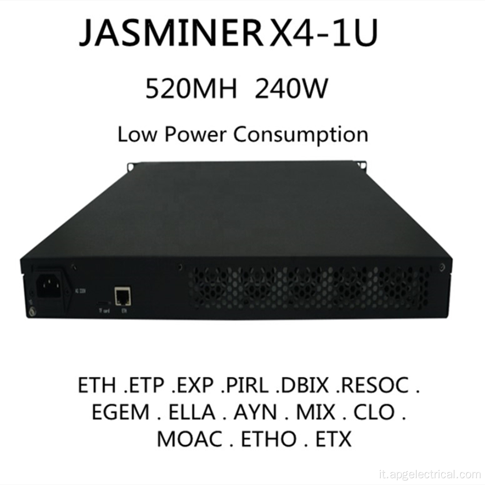 Jasminer ecc. ETHW X4 1U Miner 520MH ASIC