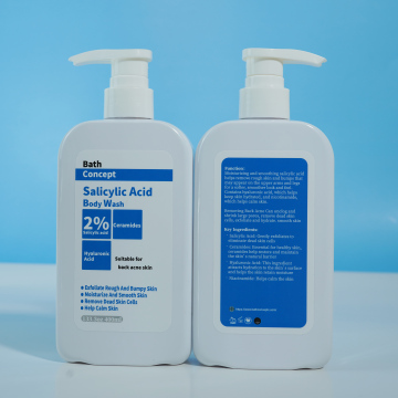 Private Label Natural BHA Salicylic Acid Body Wash for Men - Soothing Cleaning Shower Gel for Rough, Acne-Prone Skin