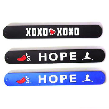 Silicone Slap Bracelet with Embossed, Printed and Debossed Logo