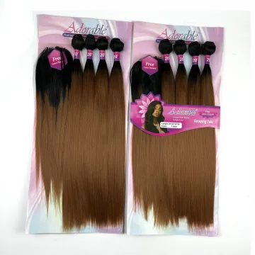 Adorable Suit Synthetic Hair Bundles With Free Machine Made 4*4 Lace Closure Ombre Two Tone Amazing Yaki Wave 4pcs 20Inch T1B30