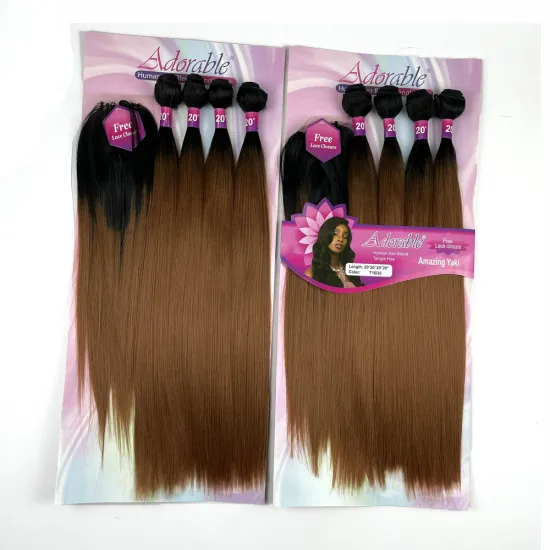 Adorable Suit Synthetic Hair Bundles With Free Machine Made 4*4 Lace Closure Ombre Two Tone Amazing Yaki Wave 4pcs 20Inch T1B30