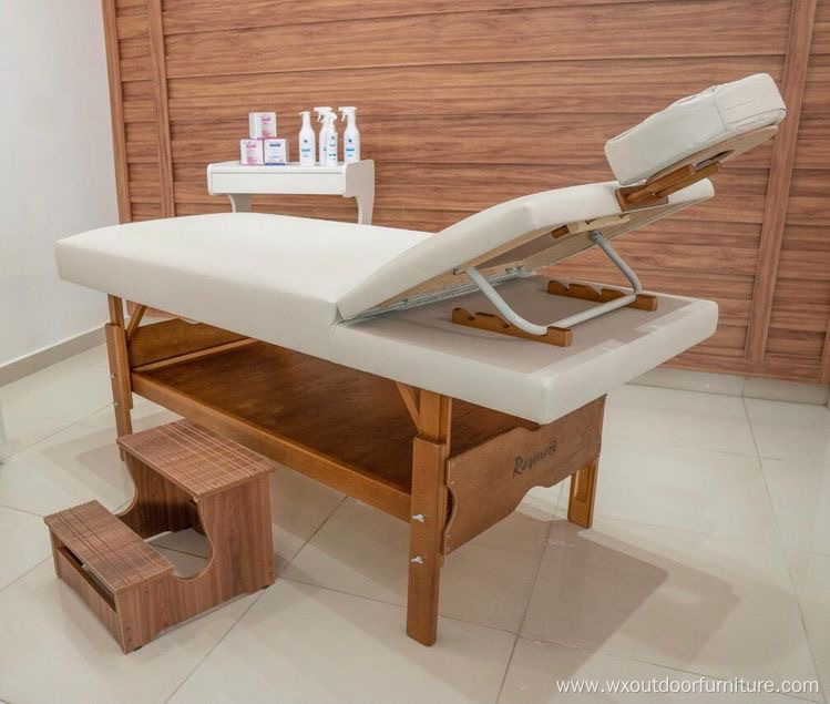 Portable Modern Adjustable Wood Frames Body Spa Facial Beauty Salon Folding Massage Bed with Storage Cabinet