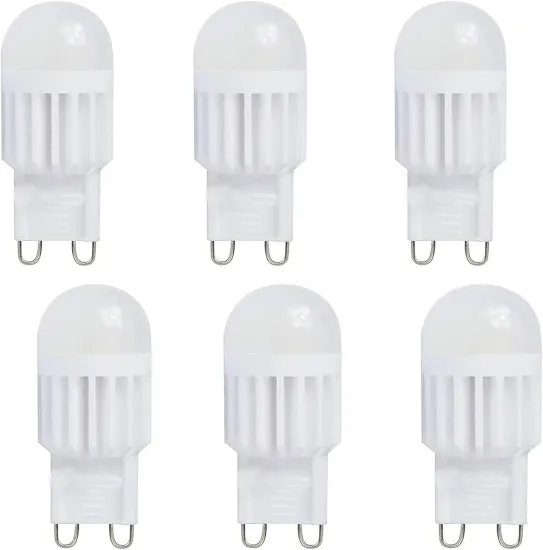 SHENPU 6 Pack G9 LED Light 3W Chandelier Bulbs - 30W Halogen Equivalent, Warm White 3000K, G9 Bi Pin Base