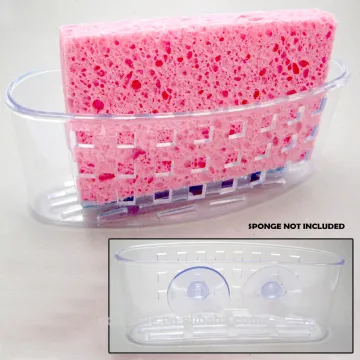 Kitchen Sink Caddy Organizer Sponge Dish Brush Holder Suction Cup Clear Plasti