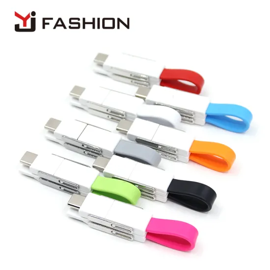 Yijiashishang 2019 New product  4 in 1 Keychain USB Cable Charging for Type-C , Micro usb , 8 pin all devices All in one keychain USB Cable