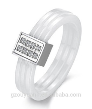 New Arrival White Ceramic Wedding Ring with CZ Diamond, Men's and Women's Ceramic Wedding Ring
