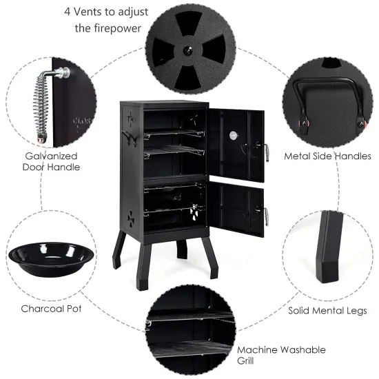 Charcoal barbecue vertical pellet fish grill smoker tube bbq oven vertical charcoal smoker grill