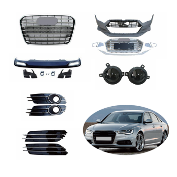 High Quality Upgrade Kit for AUDI A6 12-15: Bumper Grille, Side Skirts, and Fog Lights
