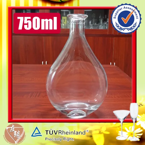 liquor packaging flat round shape custom label 375ml 75 cl glass bottle