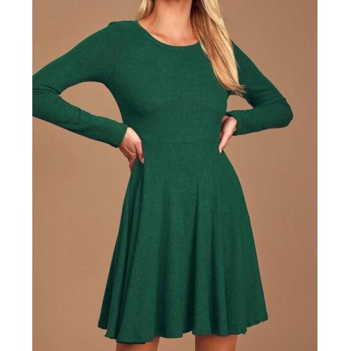 Knitted Crewneck Casual Loose Swing Dress