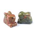 Unakite Handmade Craved 1.0Inch Rabbit Ornament (18X27mm) for Home Decor