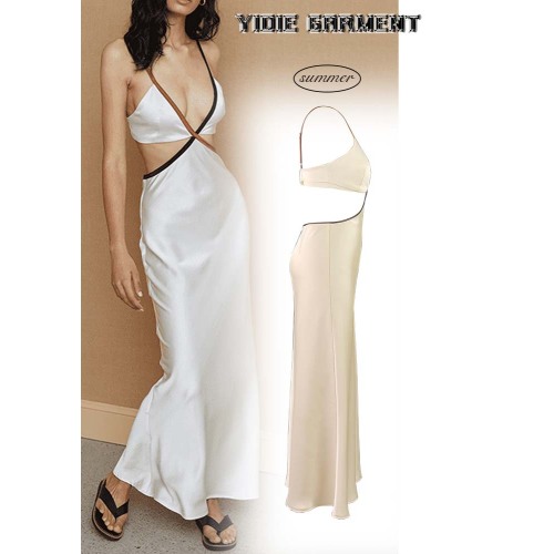Women's Sexy Deep V Backless Elegant Evening Dress