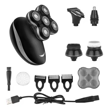 C&C Portable 5 Heads Mens Bald Nose Barber Hair Razor Rechargeable 5In1 Mini Waterproof Cordless Electric Beard Shavers for Men