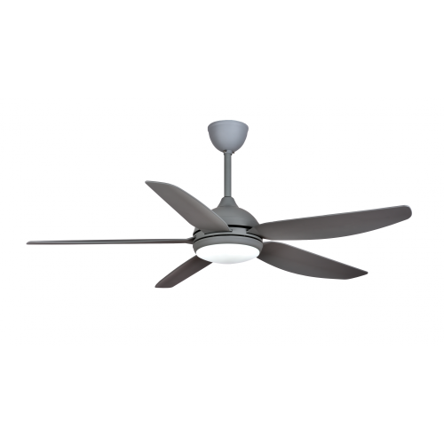 Ventilador de teto decorativo cinza com 5 lâminas