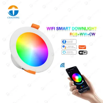 Smart Tuya WiFi RGB LED Downlight - Dimmable Round Recessed LED Lamp