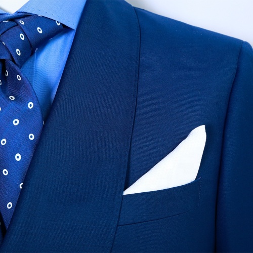 High End Tailored Double Breasted Navy Wool Suit